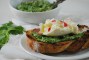 Bruschetta with Pea Shoot Mint Pesto via Relishing It