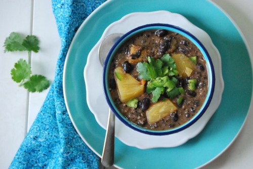 Black Bean Soup with Pineapple via Relishing It