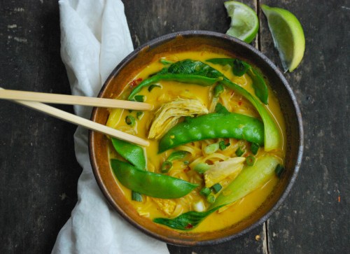 Coconut Red Curry Soup with Brown Rice Noodles via Relishing It