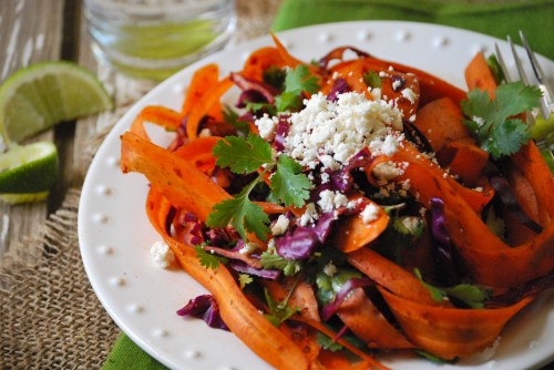 Simple Carrot Salad with Harissa and Cilantro via Relishing It