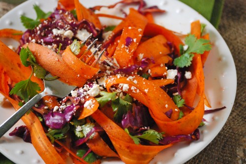 Simple Carrot Salad with Harissa and Cilantro via Relishing It