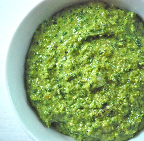 Salad of Green and Yellow Split Peas with Pesto via Relishing It