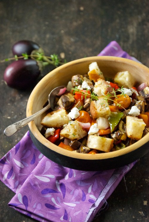 Roasted Vegetable Panzanella with Eggplant | Relishing It