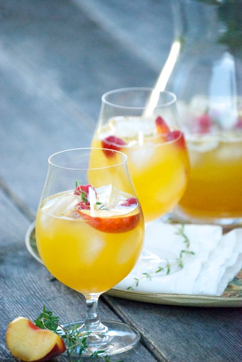 Peach Sangria with Chamomile and Thyme | Relishing It