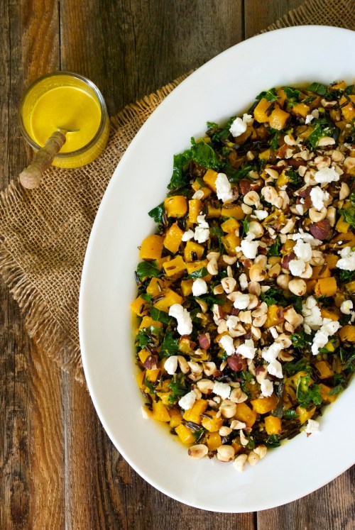 Wild Rice, Roasted Butternut Squash, and Kale with Citrus Curry Dressing | Relishing It