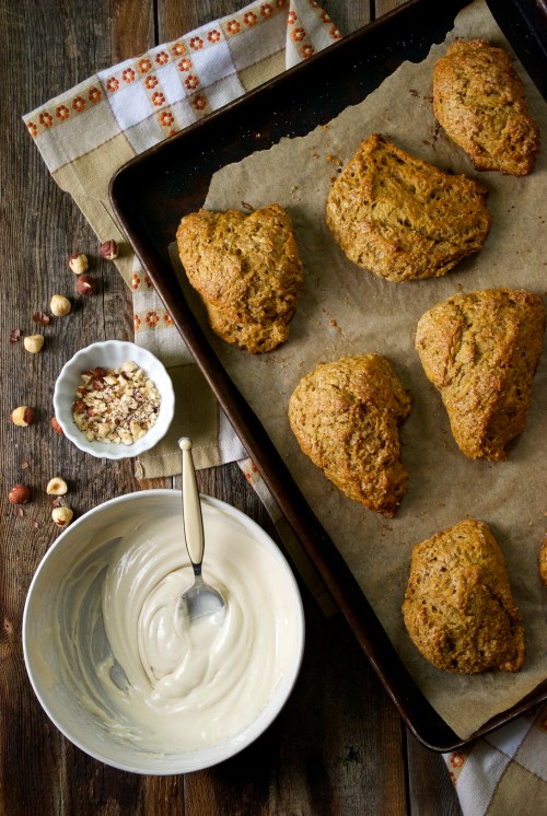 Pumpkin Scones with Maple Nutmeg Icing | Relishing It