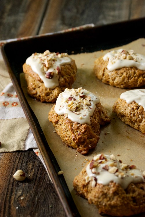 Pumpkin Scones with Maple Nutmeg Icing | Relishing It