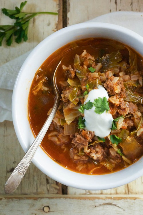 Healthy Stuffed Cabbage Roll Soup | Relishing It