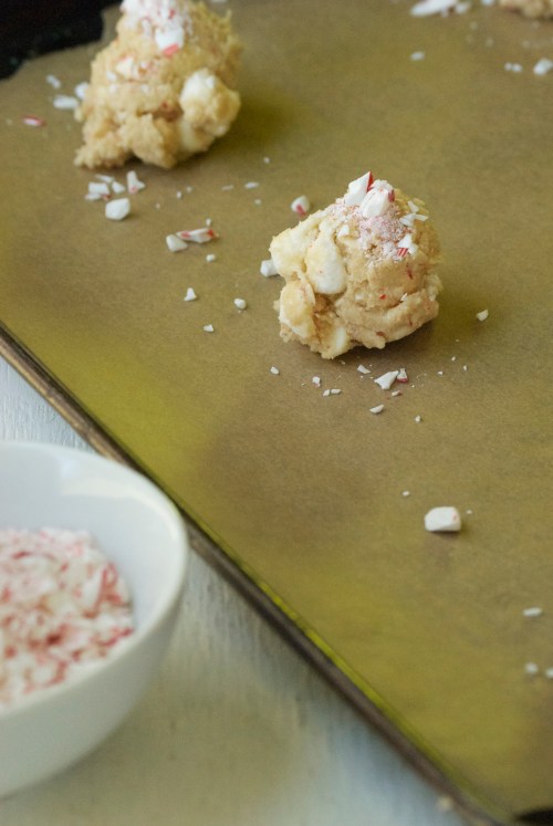Crispy and Chewy White Chocolate, Peppermint Candy, and Marshmallow Cookies | Relishing It