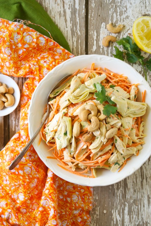 Lemony Artichoke Chicken Salad with Carrots | Relishing It
